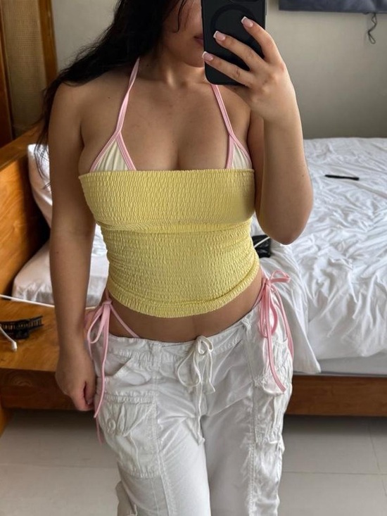 Michele Tops - Vintage Butter Yellow Smocked Tube Top